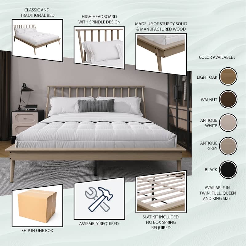 CraftPorch Vintage Wooden Platform Bed