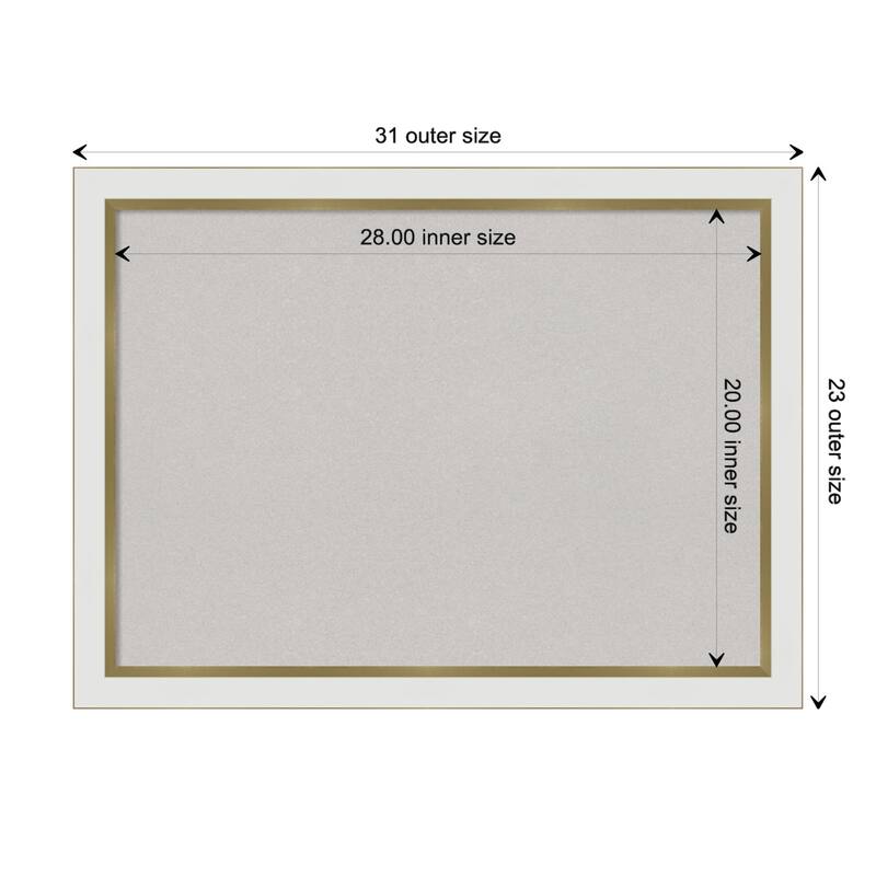 Eva Narrow Framed Grey Corkboard Bulletin Board - Eva White Gold Narrow - Board Size 28x20