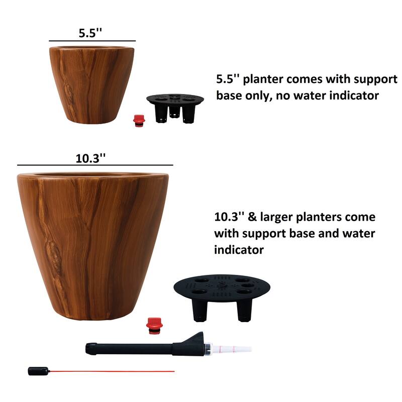 GDFStudio - Farmhouse 2-Piece Outdoor/Indoor Self-Watering Planter Pots with Drainage Plug and Water Level Indicator - 10.2"