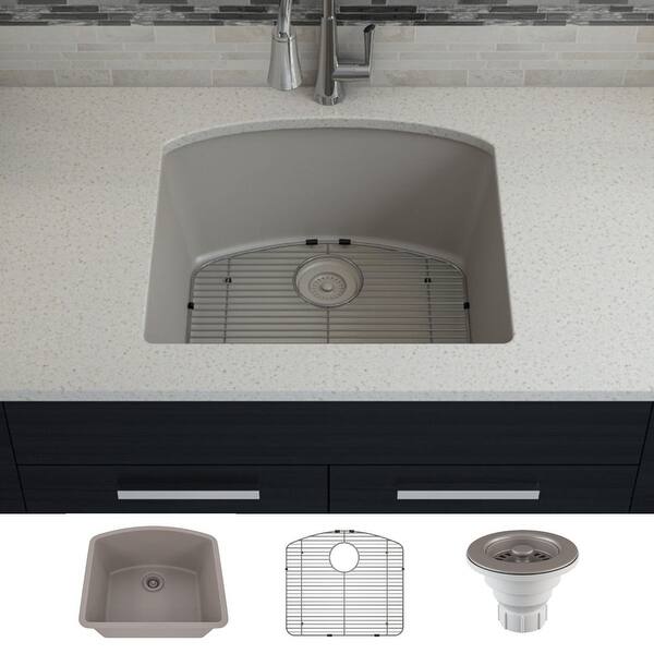 slide 2 of 7, Lexicon Platinum 2321D Quartz Composite Single Bowl Kitchen Sink Galaxy Concrete