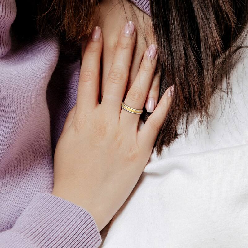 Miadora 4mm Satin Finish Wedding Band in Two-Tone 14k Yellow and White Gold