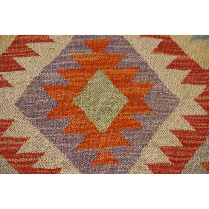 Hand Woven Oriental 100% Wool Carpet Southwestern Geometric Multi-Colored Kilim Area Rug - 6' 9'' X 4' 10''