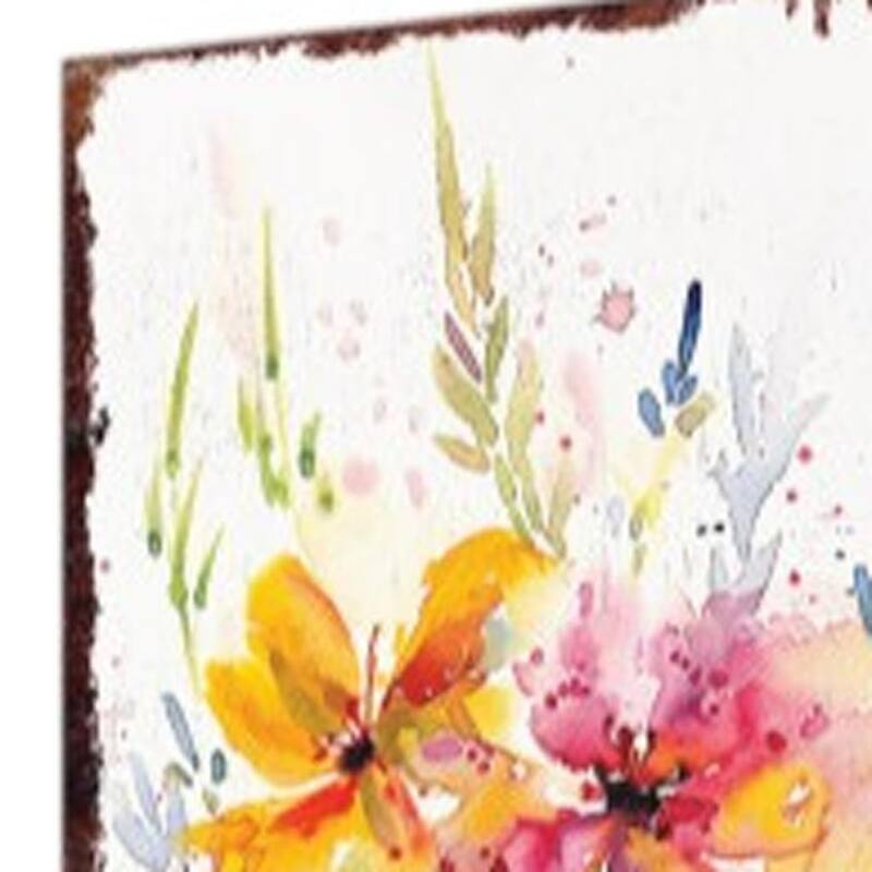 HomeRoots 10" White Pink And Green Wood Wildflowers Garden Stake