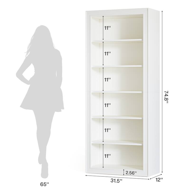 75-Inch Tall Shoe Cabinet with 6-Tier Open Storage Shelf