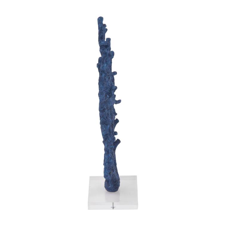 Polystone Coral Textured Porous Sculpture with Acrylic Base - Blue or White - Roche River Decor