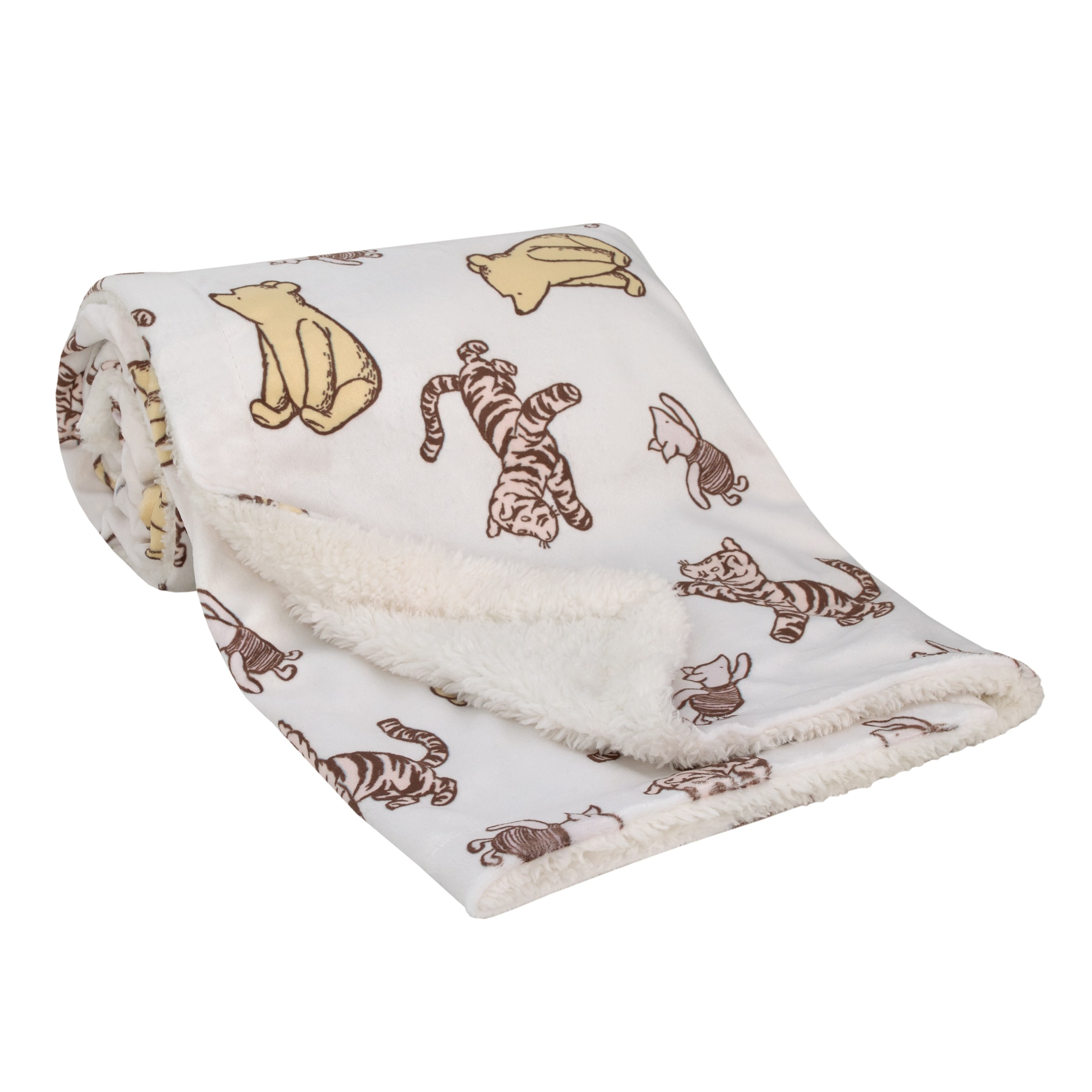 Disney Classic Pooh Hunny Fun with Piglet Baby Blanket Tan