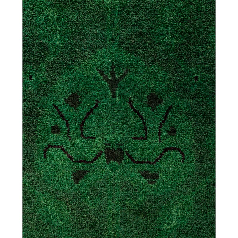 Overdyed One-of-a-Kind Hand-Knotted Area Rug - Green - 3' 1" x 13' 0"