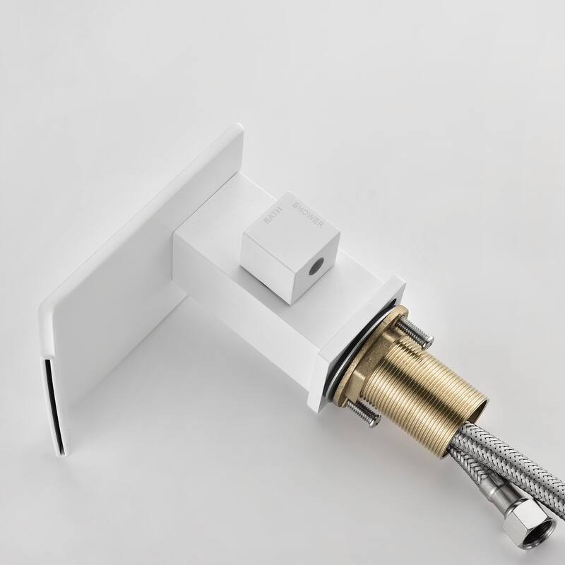 Deck Mount Tub Faucet with Hand Shower Brass Waterfall Bathtub Faucet Single Handle Roman Tub Filler