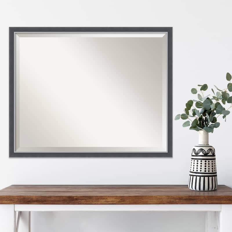 Beveled Wall Mirror - Eva Black Silver Thin Frame - Eva Black Silver Thin