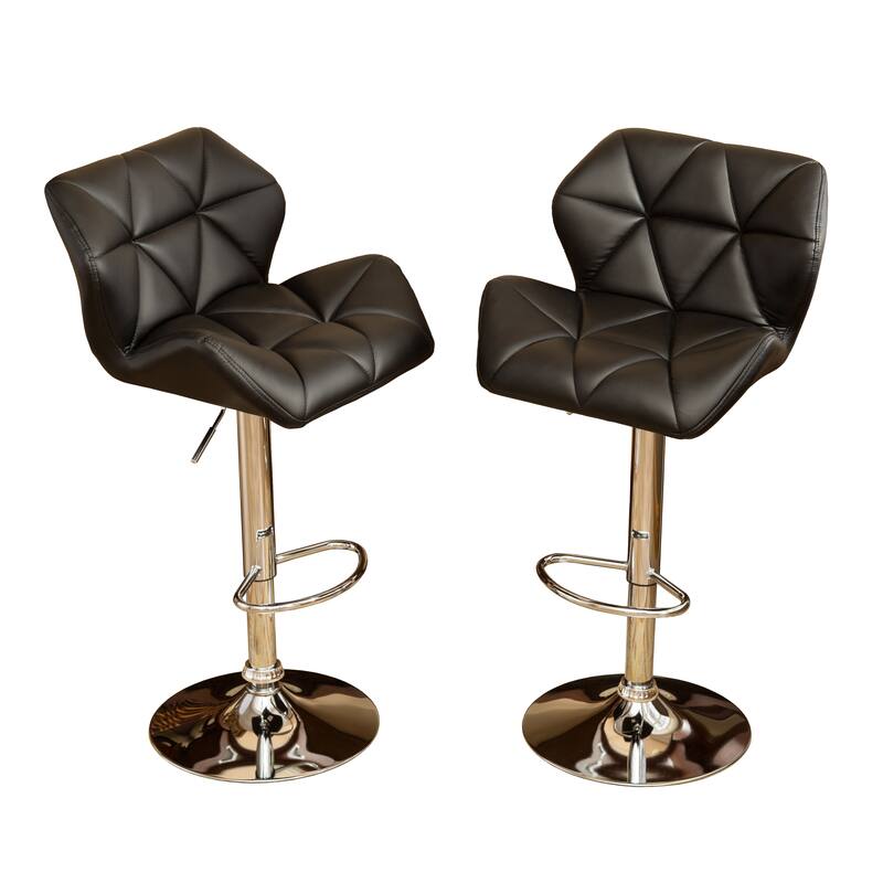 Contemporary Tufted Adjustable Height Bar Stools, Set of 2