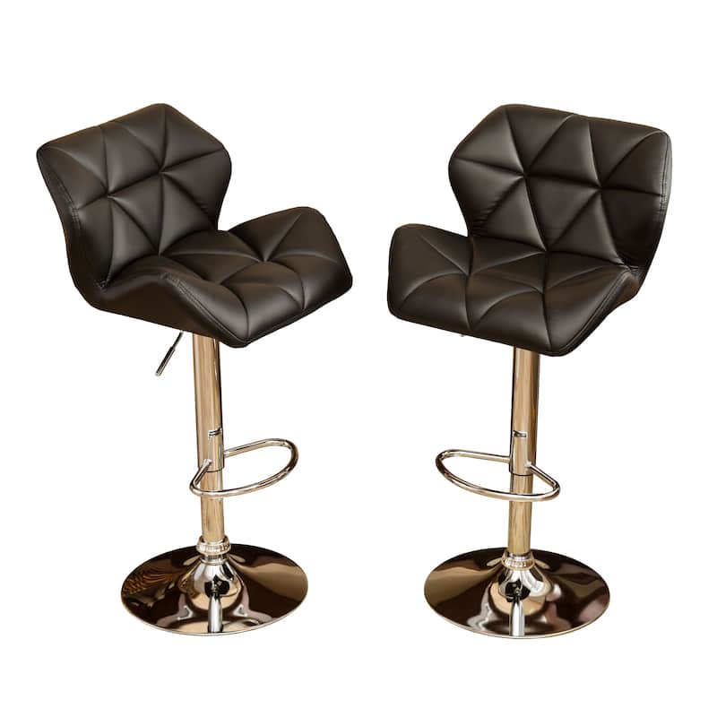 Roundhill Furniture Glasgow Height-adjustable Tufted Faux Leather Bar Stools (Set of 2)