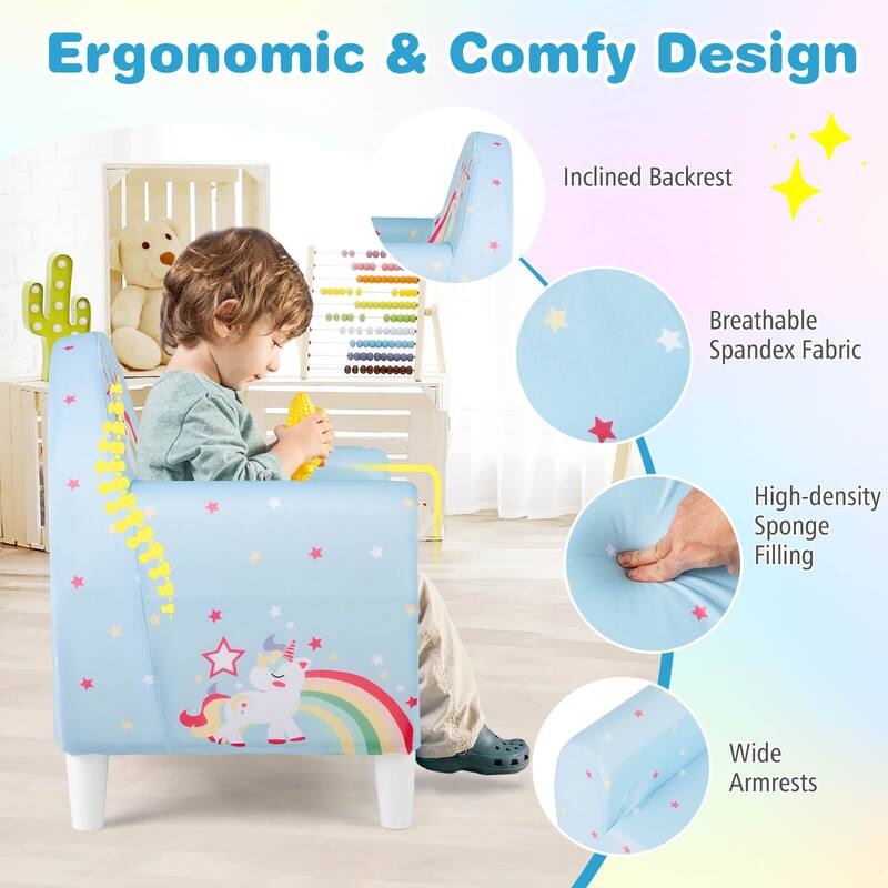 Costway Kids Sofa with Breathable Spandex Fabric High-density Sponge - See Details