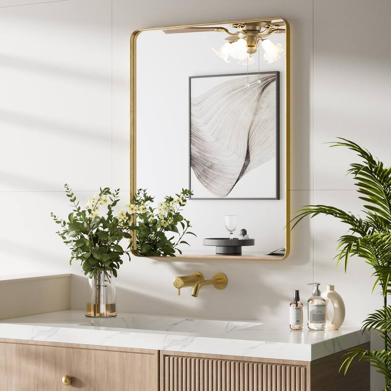 Wall Mirror Vanity Mirror Bathroom Mirror with Round Corner (1 Piece)