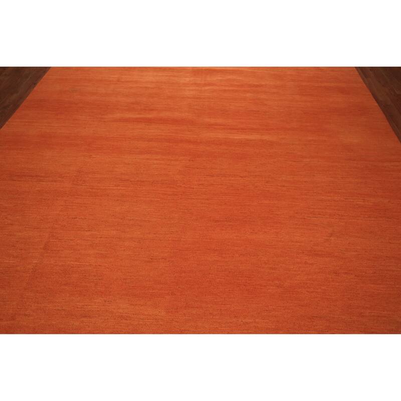Orange Modern Gabbeh Area Rug Handmade Wool Carpet - 8'9" x 11'7"