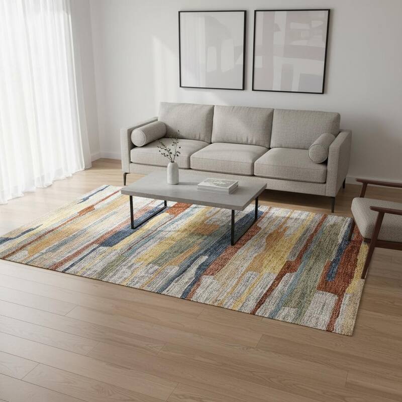 HomeRoots Abstract Modern Rectangle Area Rug - 5' X 8'