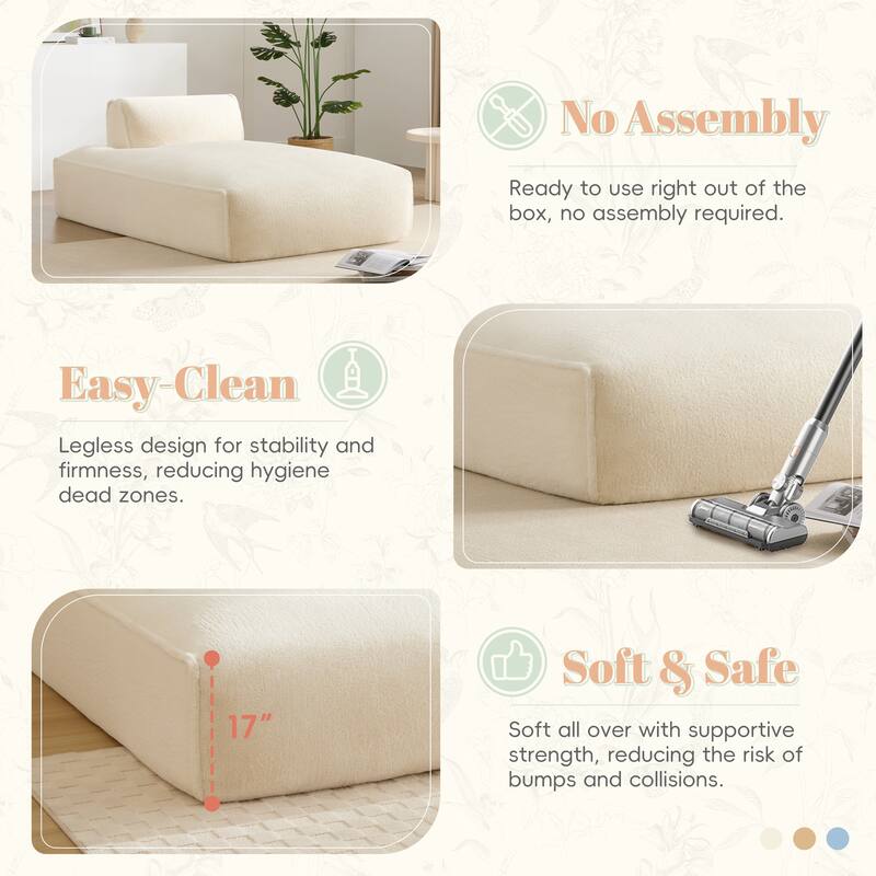 Roomfitters Left-Facing Modular Sofa with Foam-Filled Seat, Compressed Floor Couch for Living Room, No Assembly Needed