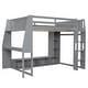 preview thumbnail 5 of 25, Wooden Gaming Loft Bed with LED Light and Multi-storage Shelves, Twin/Full Size Loft Bedframe with Desk and Hanging Clothes Rack