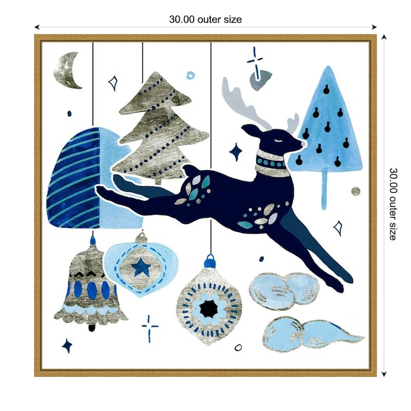 Goodnight Reindeer I by Melissa Wang Framed Canvas Wall Art Print - 30 x 30 in