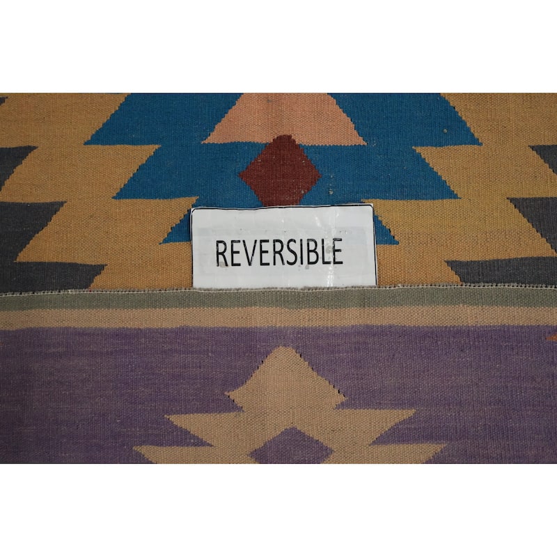 Hand Woven Oriental 100% Wool Carpet Southwestern Tribal Multi-Colored Kilim Area Rug - 13' 3'' X 8' 4''