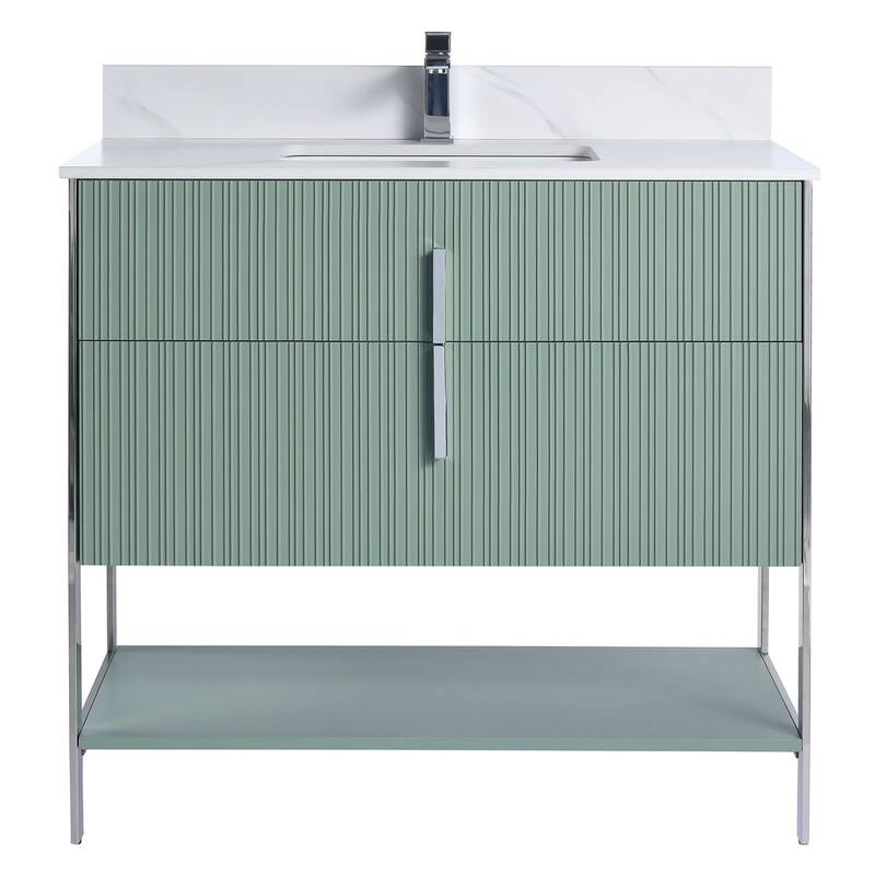 Fine Fixtures Serenity Modern Bathroom Vanity with White Carrara Stone Top