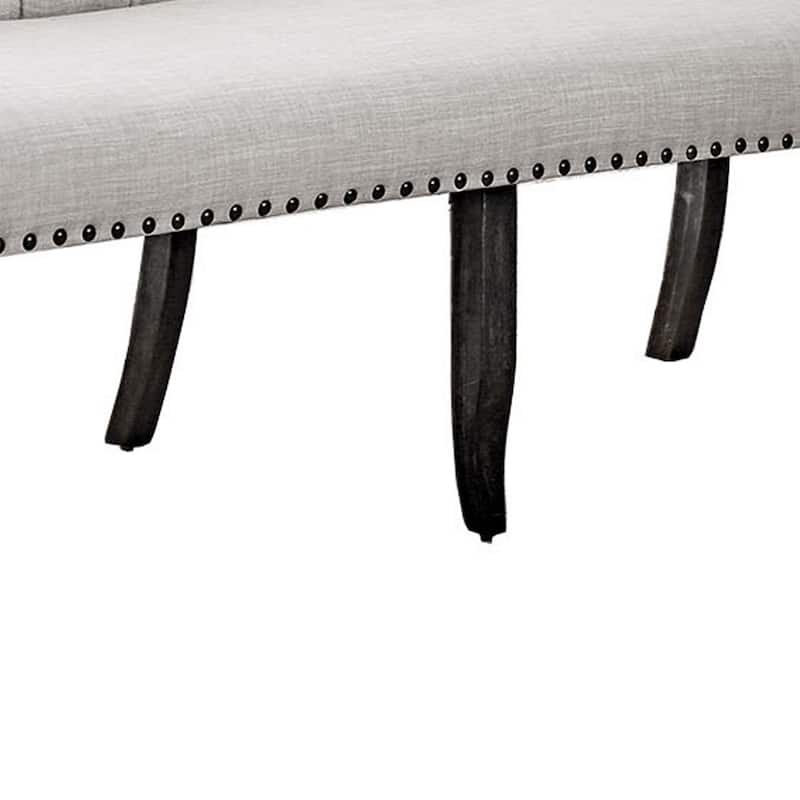 Stylish Long bench with tufted back, ivory
