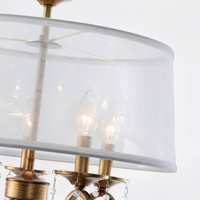 KAWOTI 6-Light Drum Glass Chandelier Pendant Lights