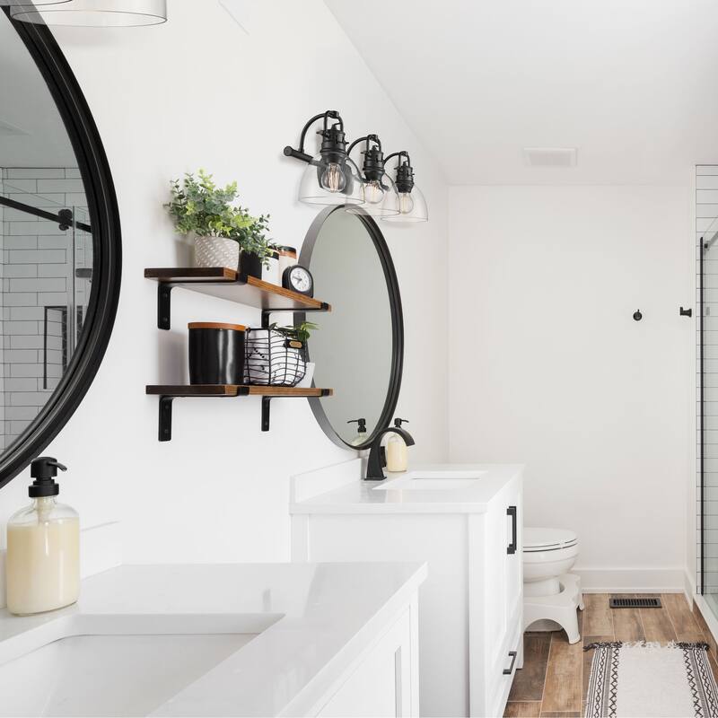 Yep by Golden Lighting Duncan 3-light Vanity in Matte Black and Clear Glass