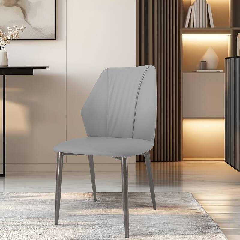 Upscale Microfiber Leather Upholstered Iron Dining Chair (Set of 2)