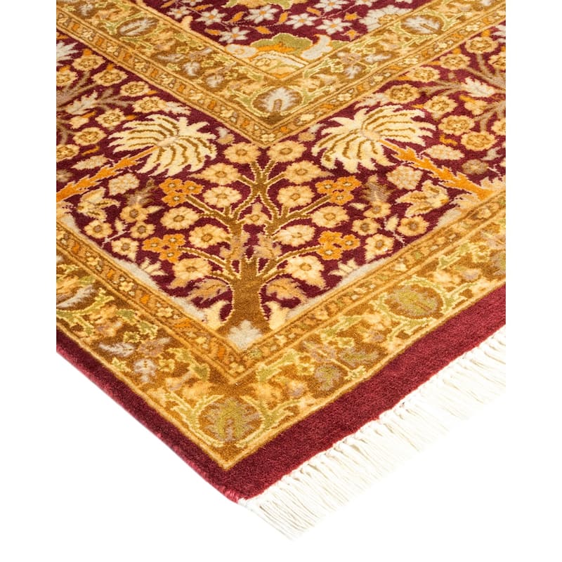 Overton Hand Knotted Wool Traditional Oriental Purple Area Rug - 6' x 9'