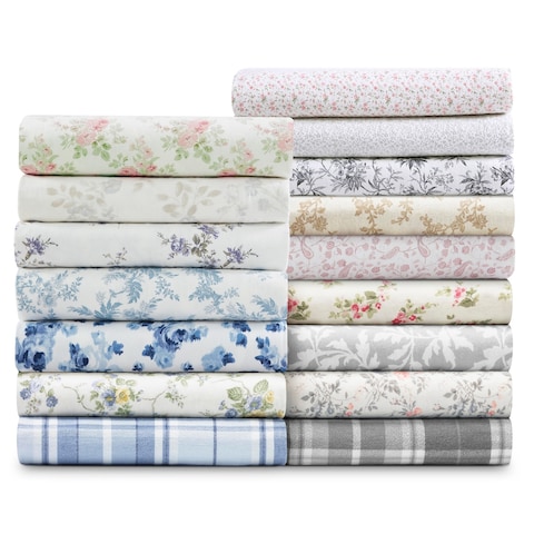 Laura Ashley Cotton Flannel Deep Pocket Bed Sheet Set
