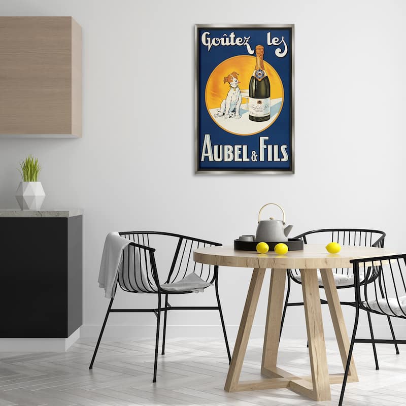 Stupell Dog & Wine Advertisement Framed Floater Canvas Wall Art Design By Marcus Jules
