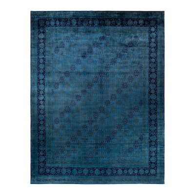 Overton Hand Knotted Wool Vintage Inspired Modern Contemporary Overdyed Gray Area Rug - 11' 10" x 15' 2"