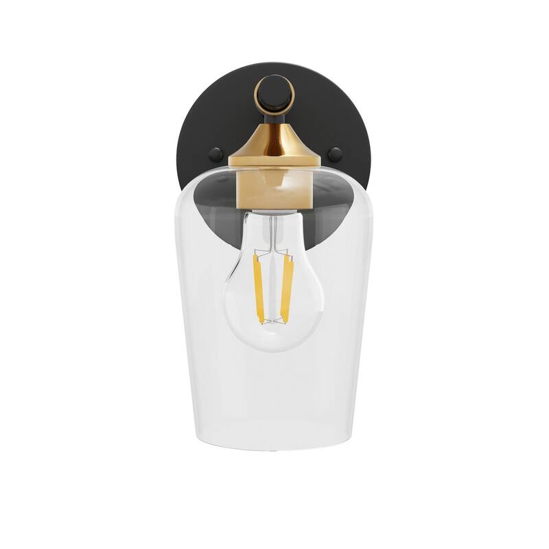 Black Bathroom Sconces Wall Lighting Fixtures with Clear Glass Shade