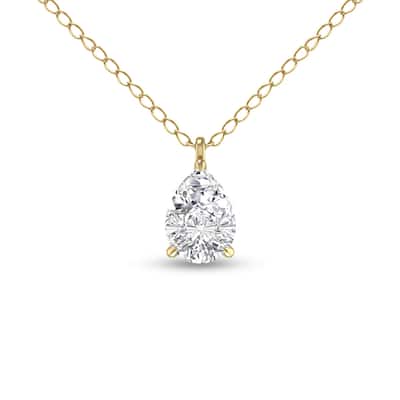 Marquee Lab Grown 1/2 Carat Pear Solitaire Diamond Pendant in 14K Yellow Gold