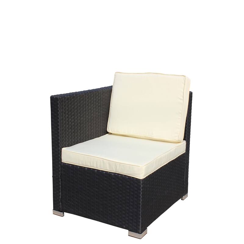5-Piece Outdoor PE Rattan Sectional Sofa Set with Coffee Table and Waterproof Cushions