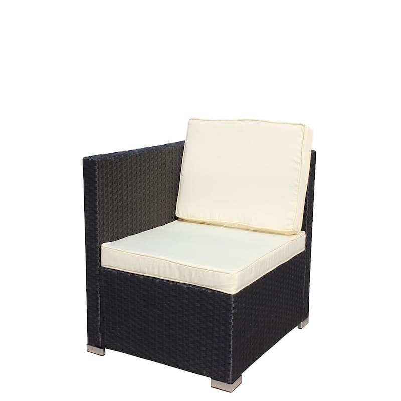 5-Piece PE Rattan Wicker Cushioned Sofa Set and Coffee Table