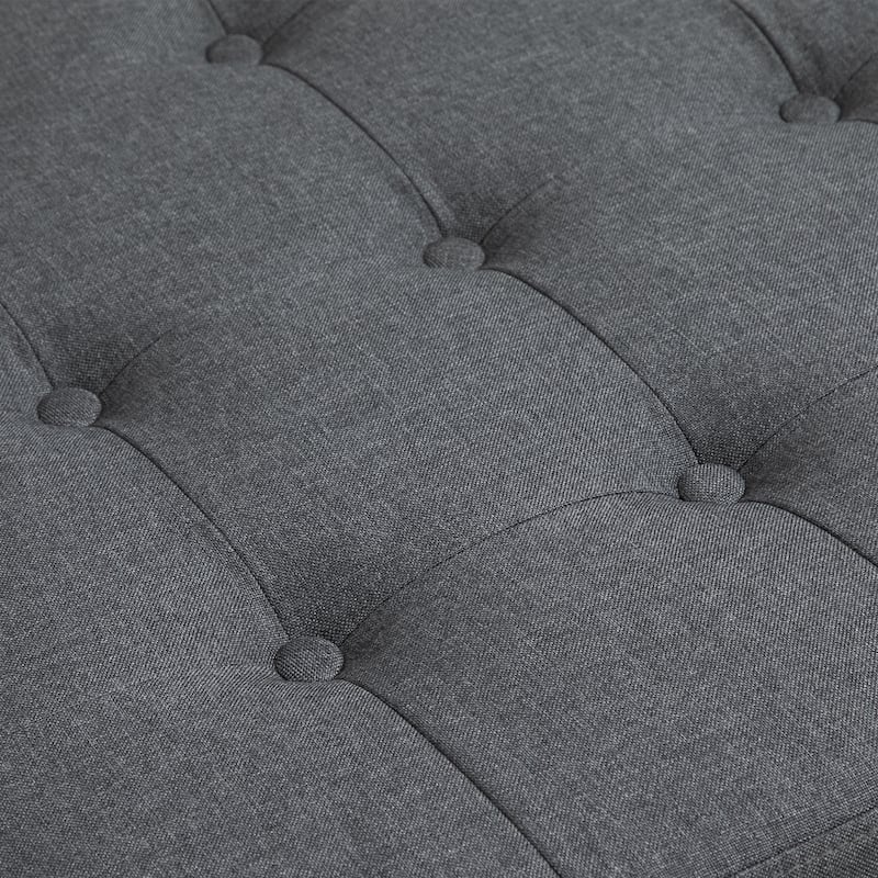 Fabric Tufted Storage Ottoman with Flip Top Seat Lid, Metal Hinge and Stable Eucalyptus Wood Frame