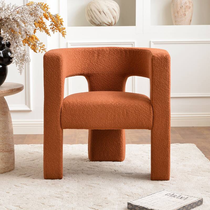KINWELL 28" Wide Boucle Upholstered Square Armchair