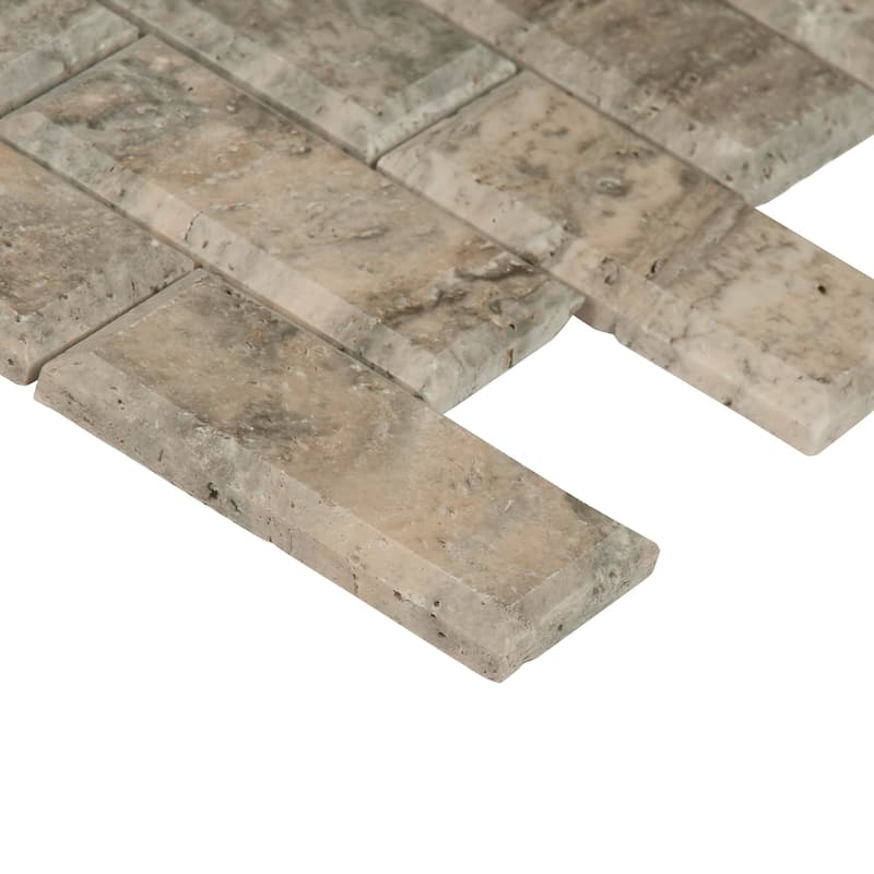 Ackland AKM-S-2X4BSWH-CA 12" x 12" Marble and Travertine Brick Wall
