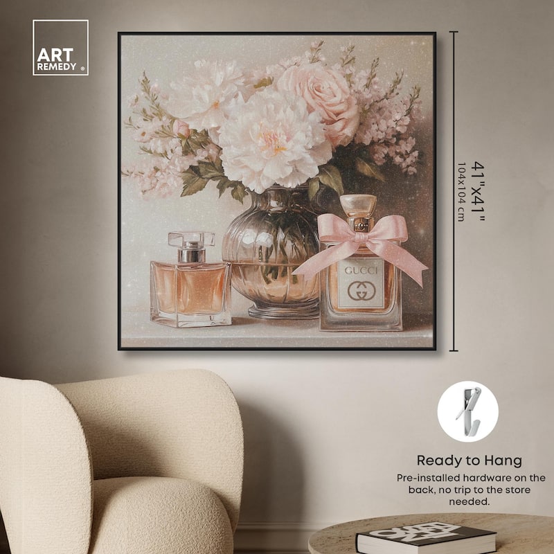 Peach Perfume Flowers in Vase Canvas by Art Remedy