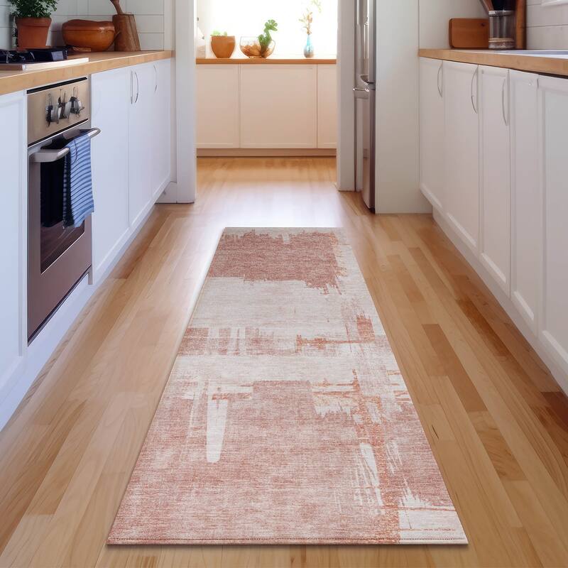Premium Washable Super Soft Abstract Contemporary Mayfield Rug - Blush - 2' 3" x 7' 6" - Runner