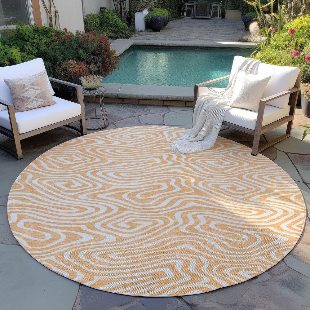 Machine Washable Indoor/ Outdoor Abstract Modern Chantille Rug