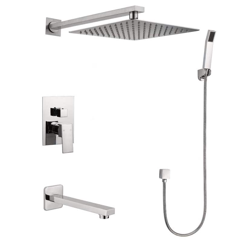 Narmada 9184 2.0 GPM Single Function Shower Head with Faucet - Polished Chrome - Brushed Nickel