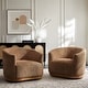 preview thumbnail 50 of 67, HULALA HOME Gema Modern Swivel Chenille Ergonomic Barrel Accent Chair with Solid Wood Legs Set of 2 Caranmel