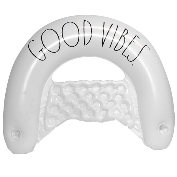 slide 2 of 5, Rae Dunn: Good Vibes Chair Lounger -55"x36" Water & Pool Inflatable, CocoNut Float, Drifter & Relaxation Chair, Ages 8+ - Multi