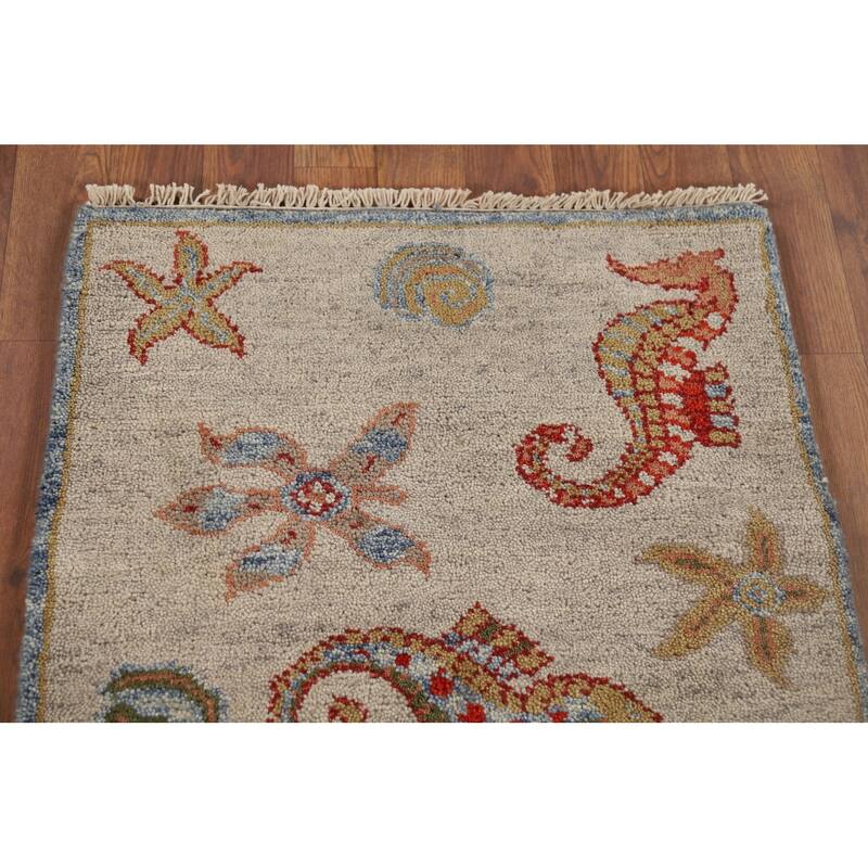 Animals Design Art Deco Accent Rug Handmade Oriental Wool Carpet - 2'0" x 3'0"