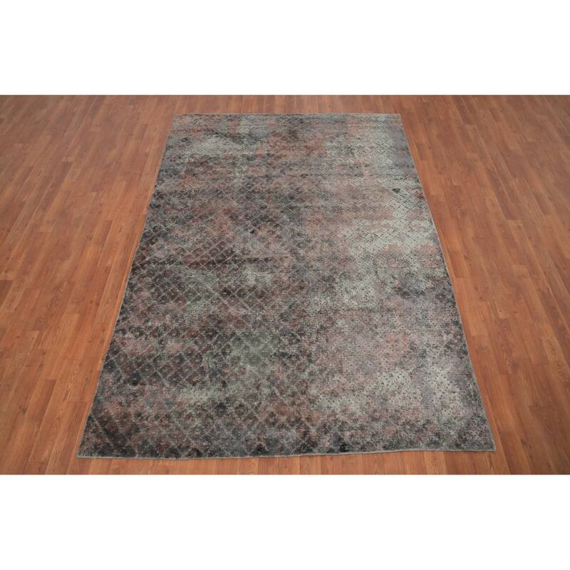 Hand Knotted Oriental Viscose Silk Carpet Modern Abstract Multi-Colored Abstract Area Rug - 8' 0'' X 5' 7''