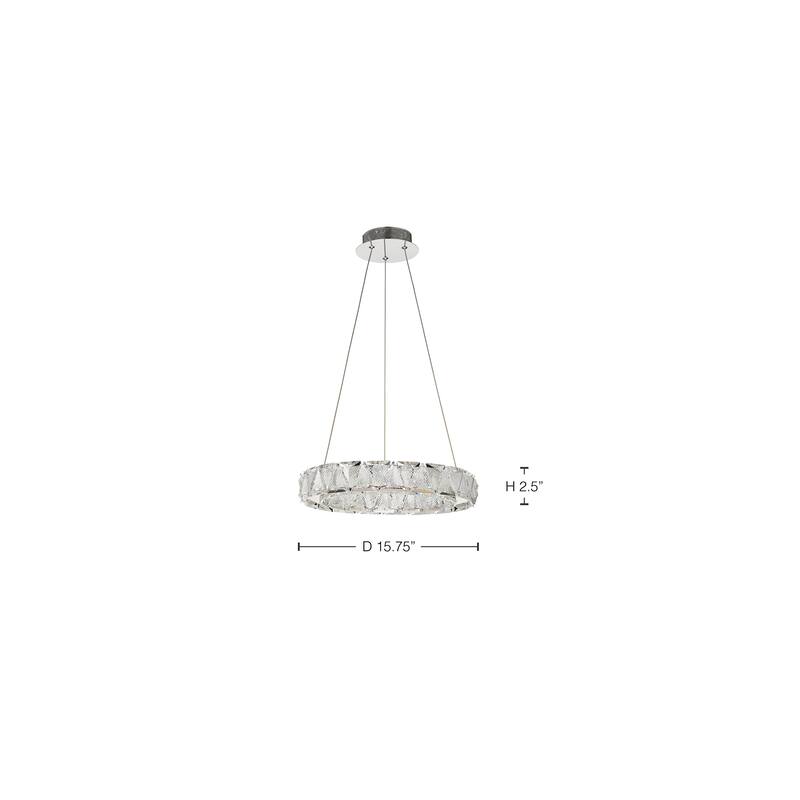 Asher LED 15 Inch Pendant Polished Nickel Finish K9 Crystal - Polished Nickel
