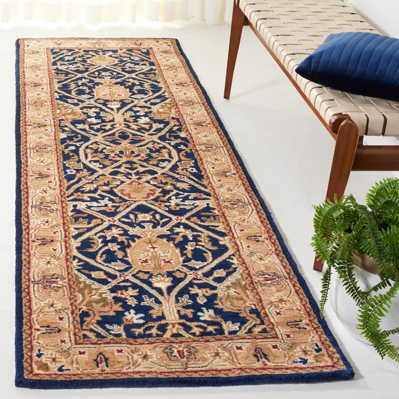 SAFAVIEH Handmade Persian Legend Pietra Traditional Oriental Wool Rug - 2'6" x 12' Runner - Blue/Gold