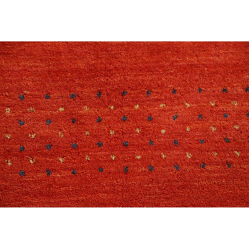 Salmon Gabbeh Area Rug Hand-Knotted Wool Carpet - 6'6"x 9'9"